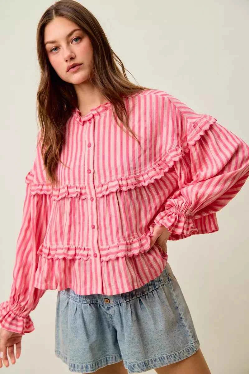 SO ME Variegated Stripe Reversible Flowy Boho Blouse ce3a223d101e40679f1ddb26757c755b-Max-Origin