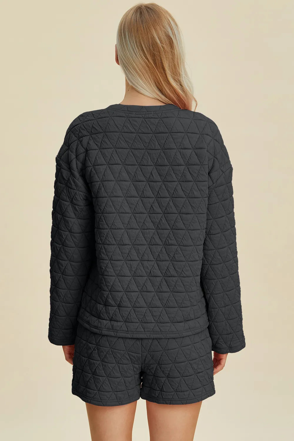 Double Take Full Size Texture Round Neck Long Sleeve Top and Shorts Set ce4ab45b-2de8-4630-93fd-bb8313a8f1c7-Max