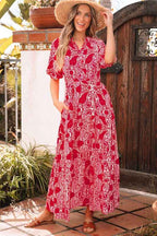 Paisley Side Slit Puff Sleeve Maxi Dress ce5bf57f-1954-46be-ba05-efaec601264a