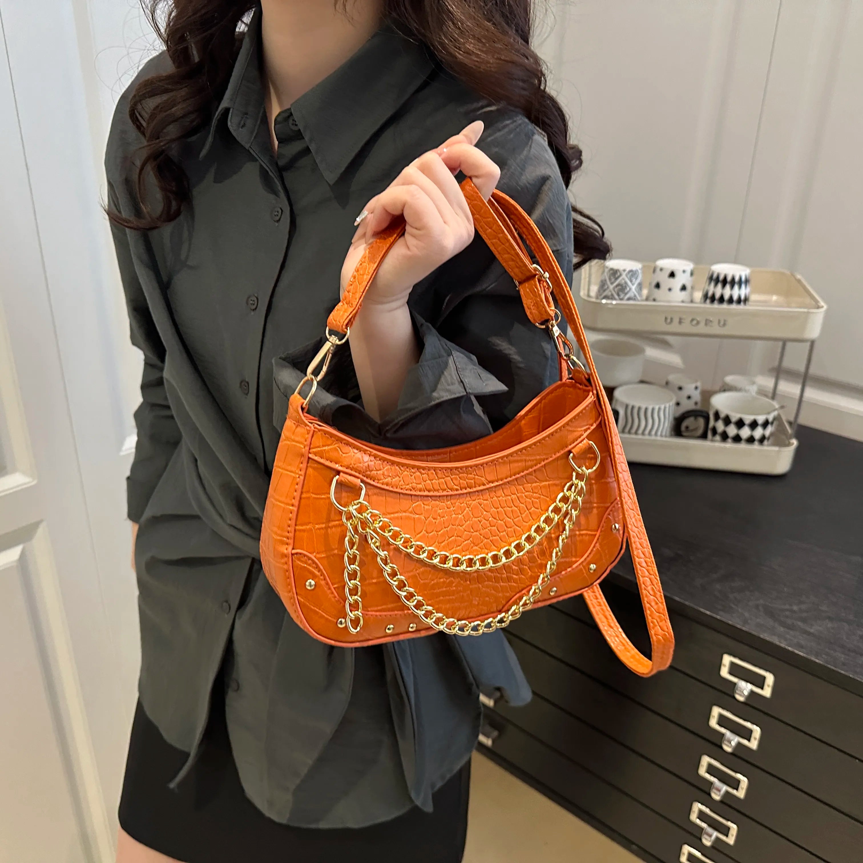 Chain-Embellished Shoulder Bag ce6c969363a24e69bfc31cfaa80cd940-Max-Origin