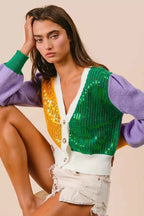 BiBi Mardi Gras Color Block Sequin Sweater Cardigan ce6dad616587408084442bec3c70c297-Max-Origin