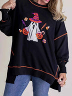 Halloween Ghost Sequin Exposed Seam Sweatshirt ce7235d2-8192-4661-a73d-aa04f93b880b-Max-Origin