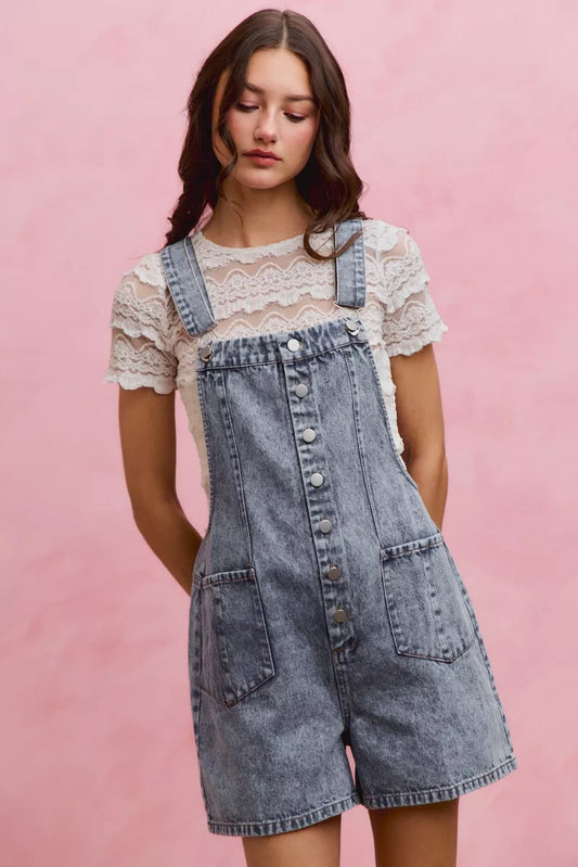 Denim Washed On Front With Adjustable Strap Romper LT DENIM ce78fa73-ddad-4d86-8977-2cd7fc056694-Max-Origin