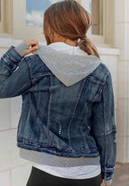 Fake Two-Piece Hooded Zip-Up Denim Jacket ce7a5a86-d8ac-4992-9940-fd0ad1c57dea-Max