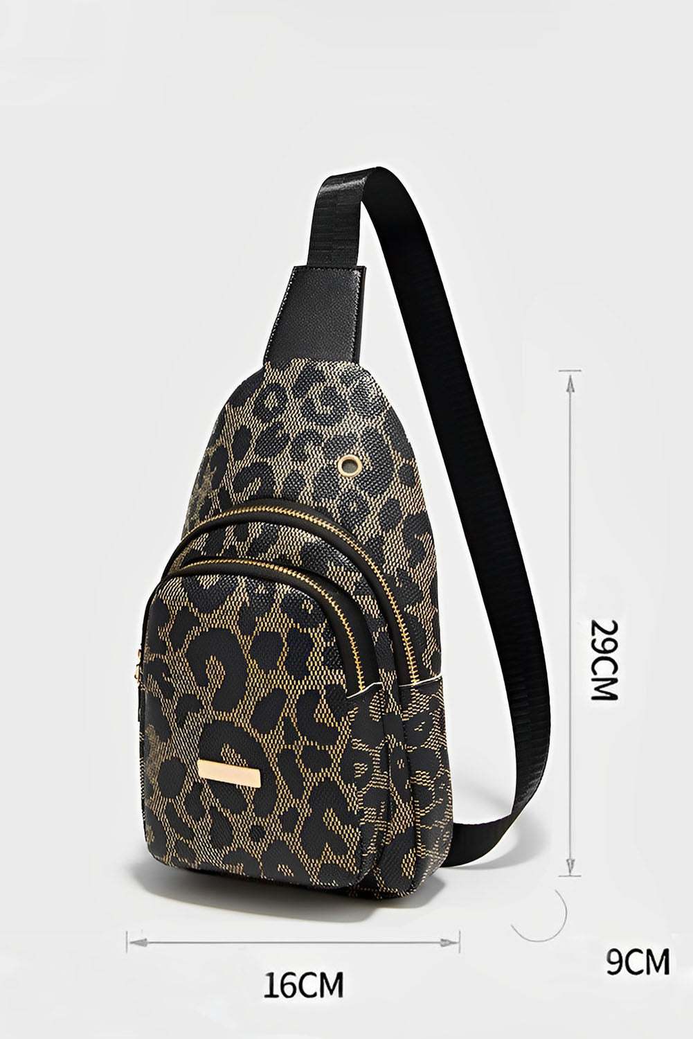 Leopard Printed PU Leather Zippered Fanny Pack Sling Bag ce84d9dd3658bc26