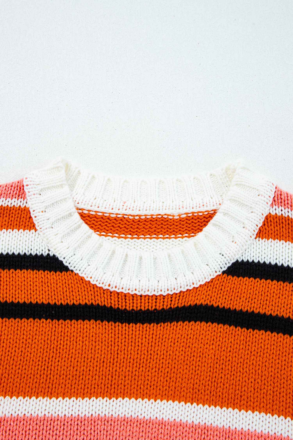Orange Stripe Drop Shoulder Cropped Pullover Sweater ce85333b4ff0e335