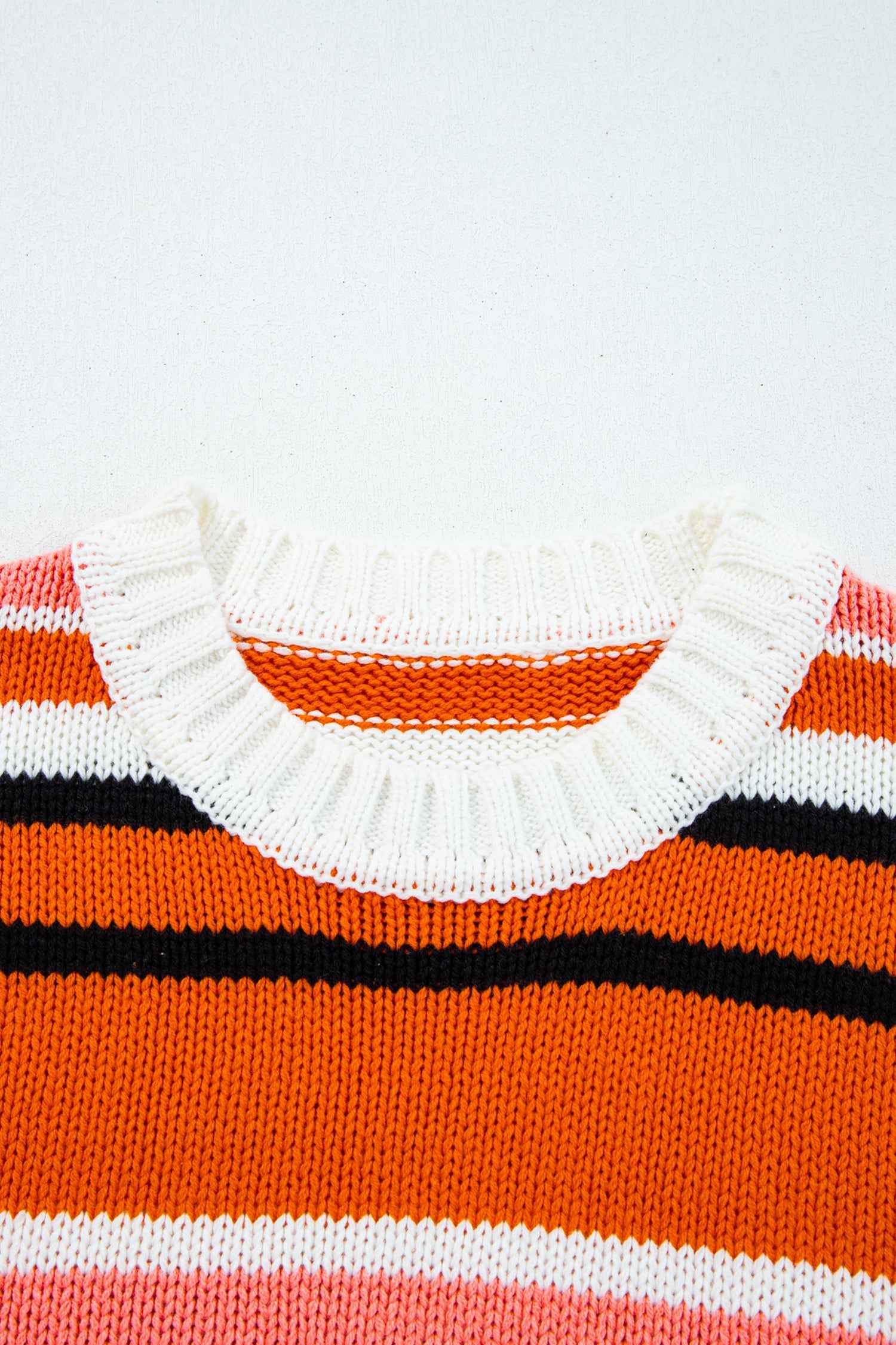 Orange Stripe Drop Shoulder Cropped Pullover Sweater ce85333b4ff0e335