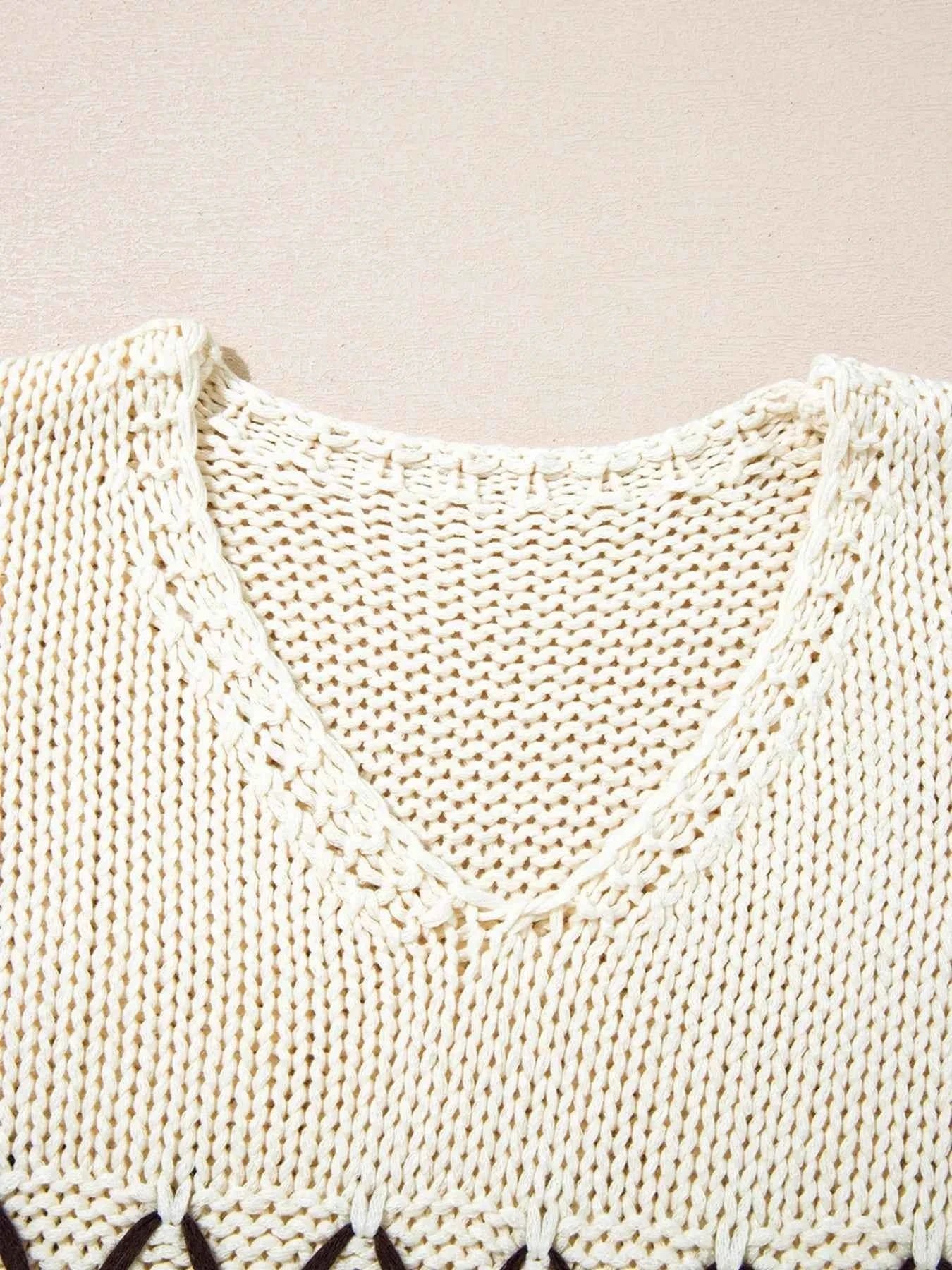 Contrast Stitch Detail V Neck Drop Shoulder Sweater ce8681bd43014376a2aa7458dcd1d26c-Max-Origin