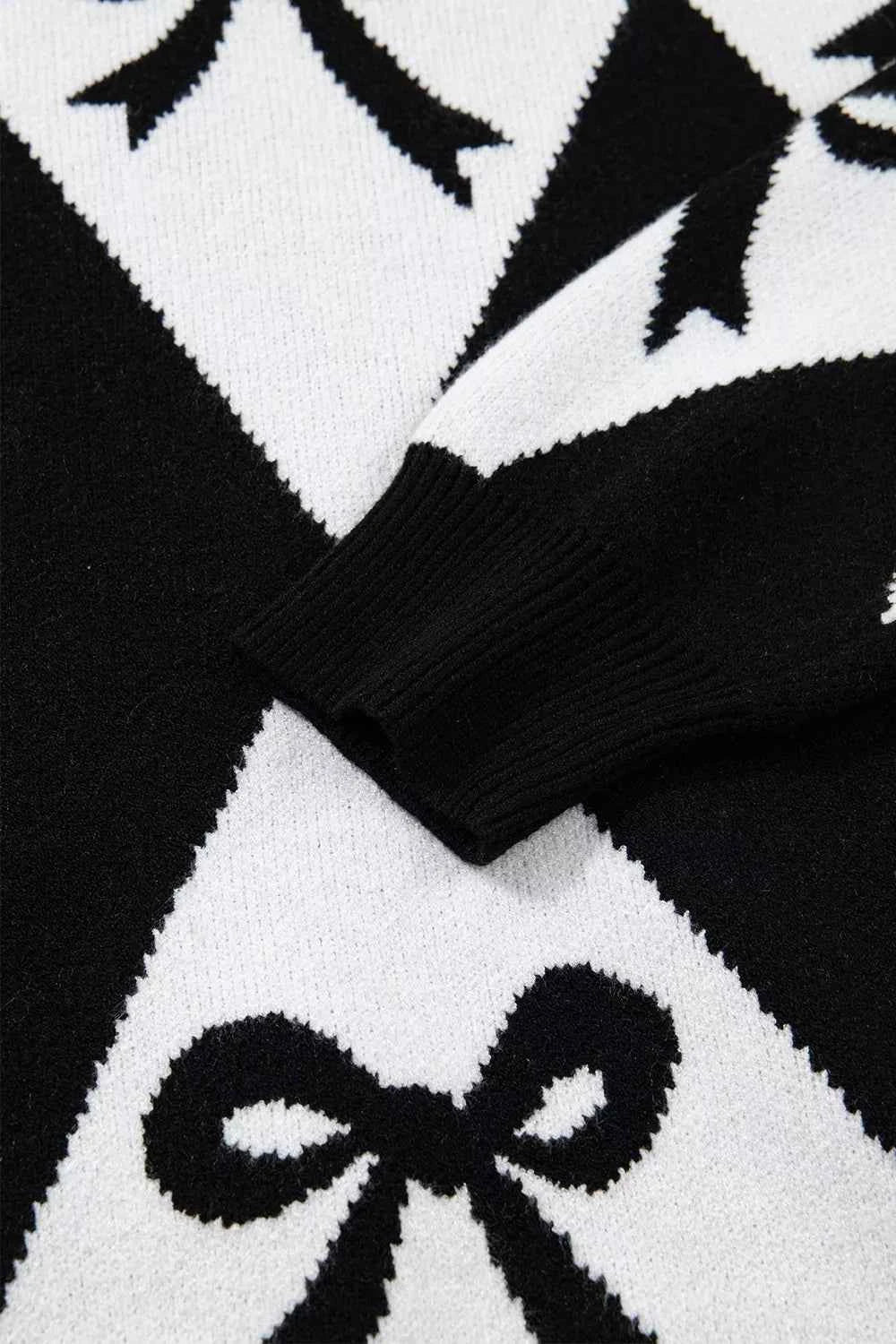 Bow Pattern Long Sleeve Contrast Sweater ce8a7d0b-2b19-4380-bcd2-3f06f622592c-Max-Origin