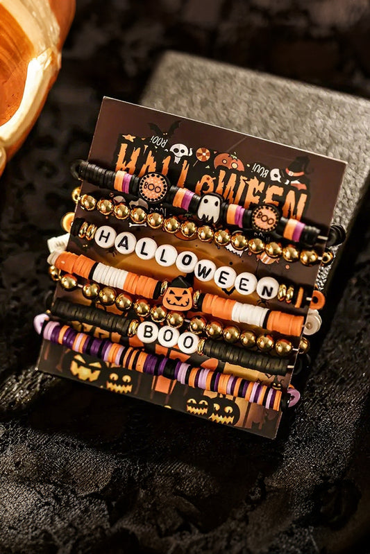 Russet Orange Playful 7pcs Halloween Beaded Bracelet Set ce9677314a7ab7c4