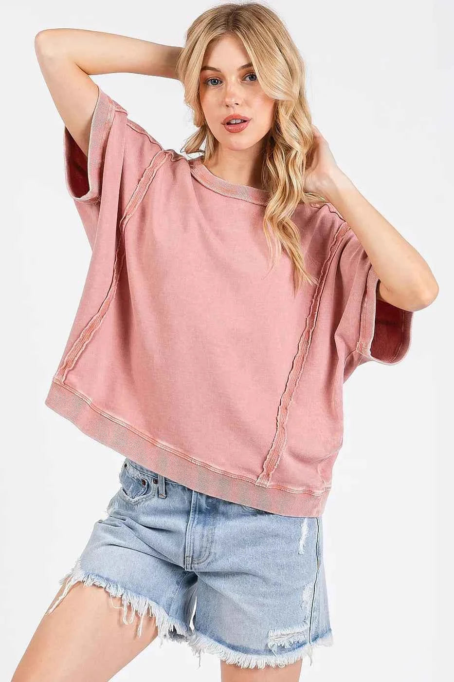 Mittoshop Mineral Wash French Terry Crew Neck Casual Top cea17700a3b043ea9c6b5a7d8b6a3d0e-Max-Origin
