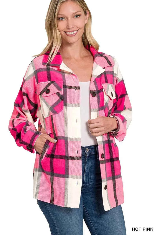 Oversized Plaid Fleece Shacket cea654a2681a40629c00b32c7cacd25a-Max-Origin