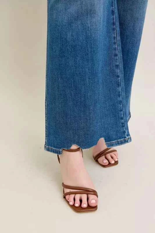 Judy Blue Full Size High Waist Tummy Control Chew Hem Destroy Wide Jeans Plus Size ceab0b51-3e93-4e26-b3d2-c400dfc6740d-Max-Origin