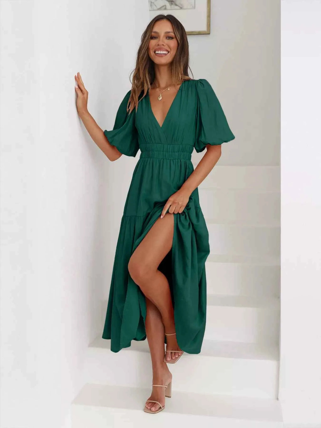 Tiered Puff Sleeve Midi Dress ceb6cdef-62a2-482a-b071-c6d063b6772c-Max-Origin