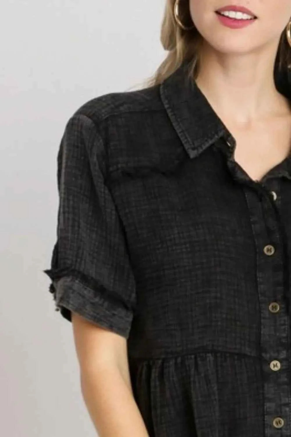 Umgee Full Size Cotton Gauze Button Front Shirt Plus Size ceb8059f-5039-4b47-ae6a-706f3b04b979-Max