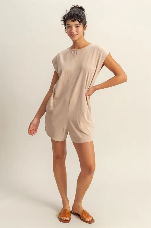 Round Neck Cap Sleeve Relaxed Fit Breezy Romper cebc9ee6-a2df-421c-8c17-fe40f4ea8c6e-Max