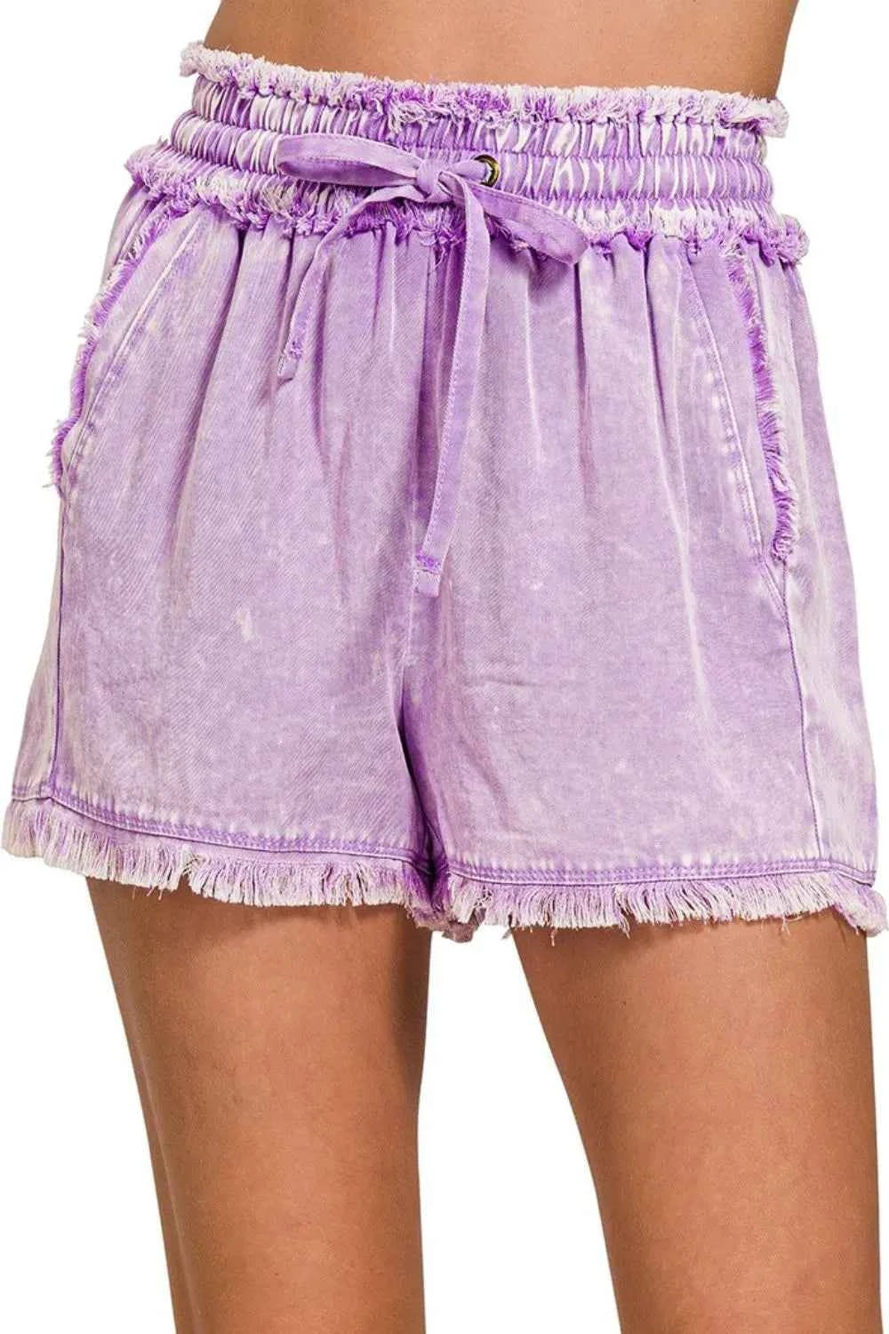 Mineral Frayed Hem Washed Shorts B LAVENDER cec28891-16f1-412a-9a96-02c6c40ac5b2-Max-Origin