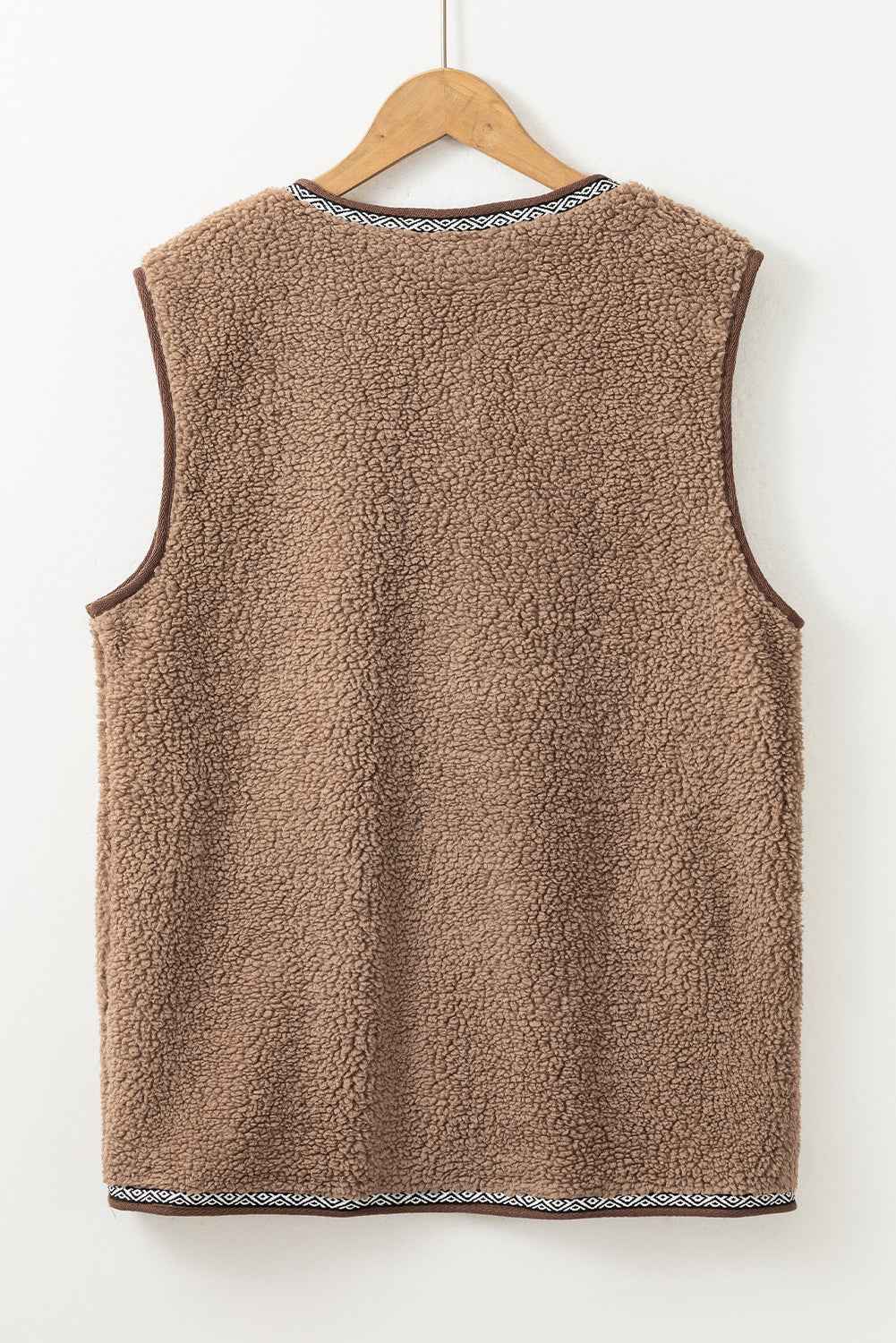 Dark Khaki Sherpa Contrast Trim Patch Pocket Cartridge Toggle Button Vest cec35d8479319d40