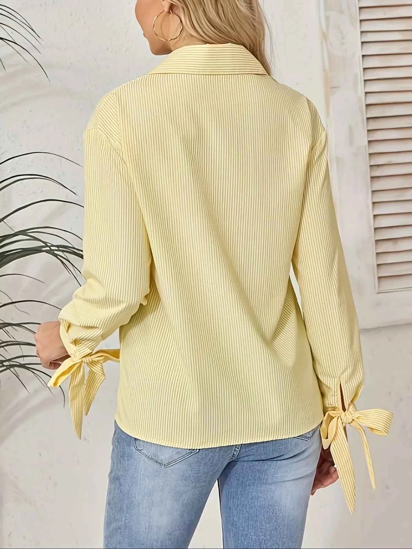 Striped Tie-Cuff Long Sleeve Shirt cec427bd-ef34-4a05-b0b4-8270f2aac572-Max-Origin