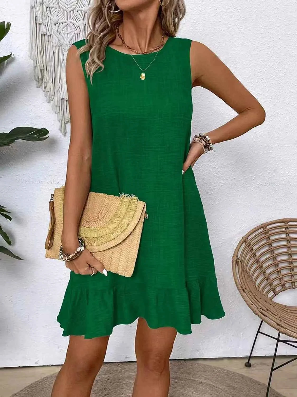 Ruffled Hem Round Neck Sleeveless Dress cec4b1e3-6541-4ae6-bb4d-8b83a93e31a0-Max-Origin