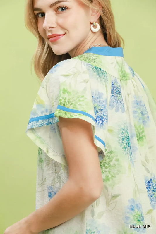Floral Flutter Sleeve Blouse cec533fb-3c6e-485e-9b02-529eeb8fffd0-Max-Origin