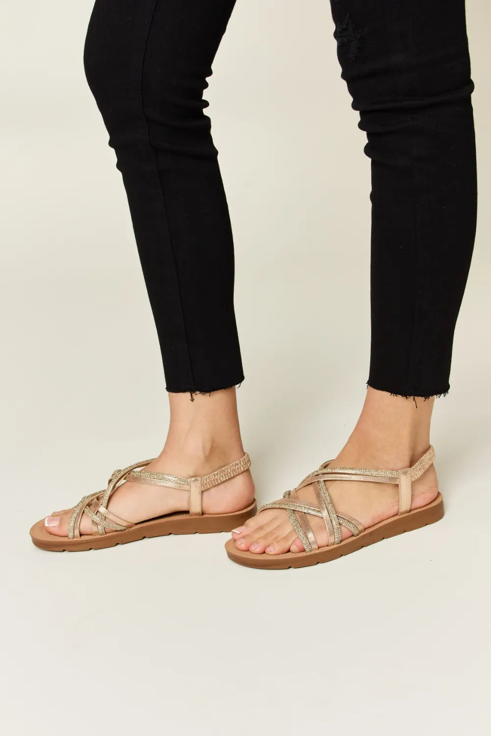 Forever Link Rhinestone Crisscross Flat Sandals cecc727c-b548-464e-b42b-c484787b4224-Max