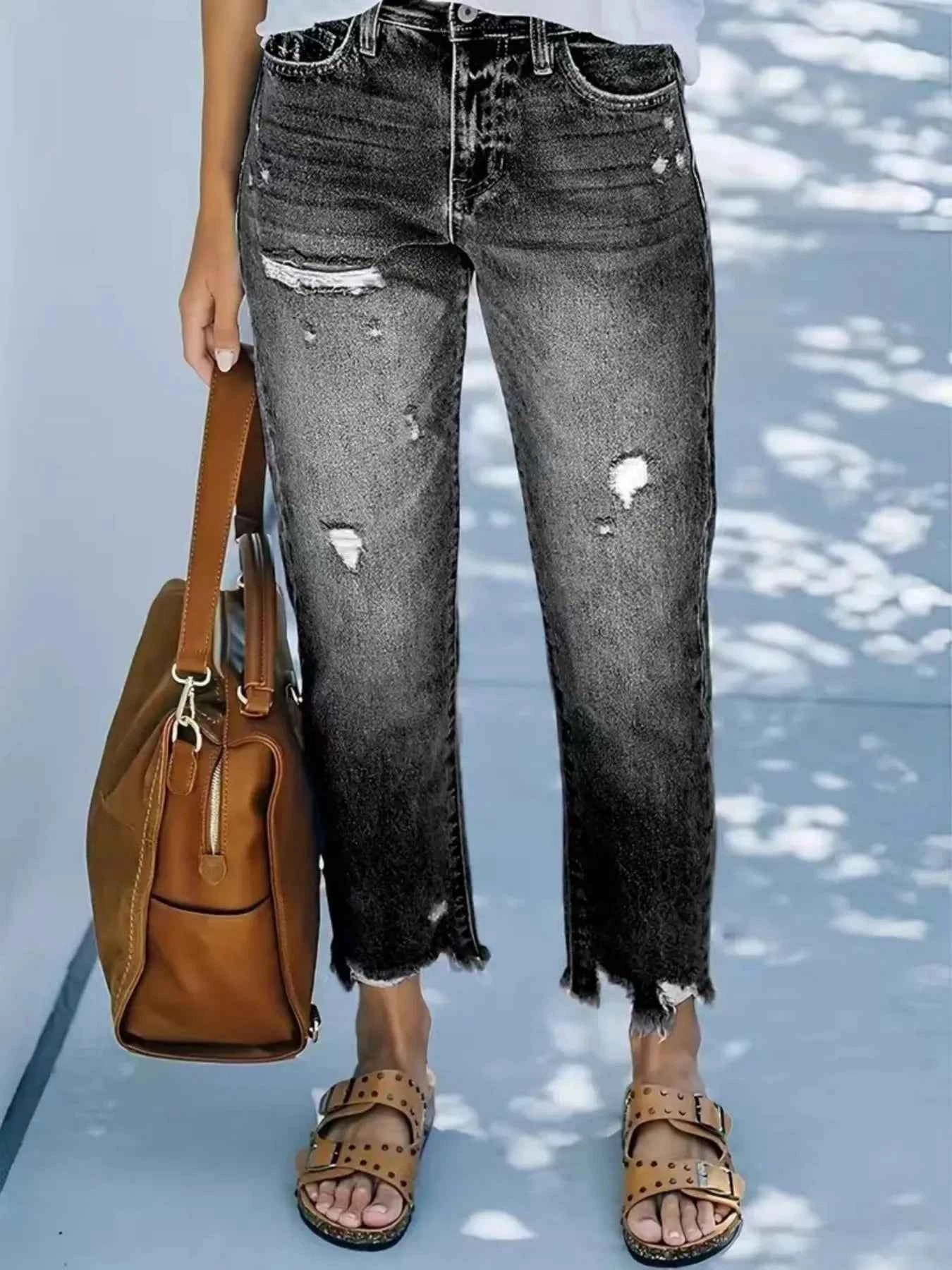 Distressed Straight Leg Jeans ced062560a7042bcaadf05b939f6100b-Max-Origin
