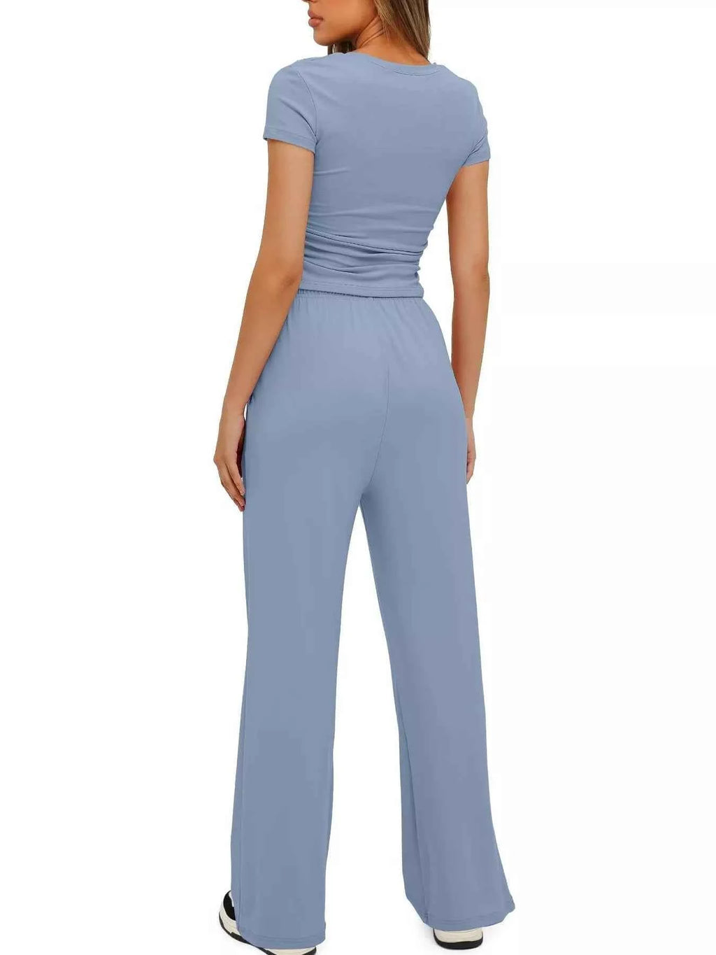 Round Neck Short Sleeve T-Shirt and Pants Set ced533acbbe840b59b0acabb588474df-Max-Origin