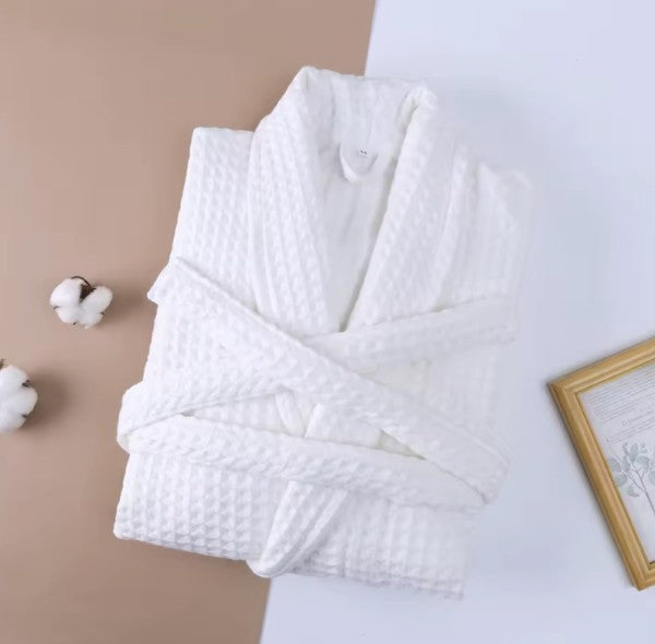 Cotton Waffle Bathrobe, Unisex Knee Length cee3a86d-bb24-44ac-b0ba-1822bcad3d6e