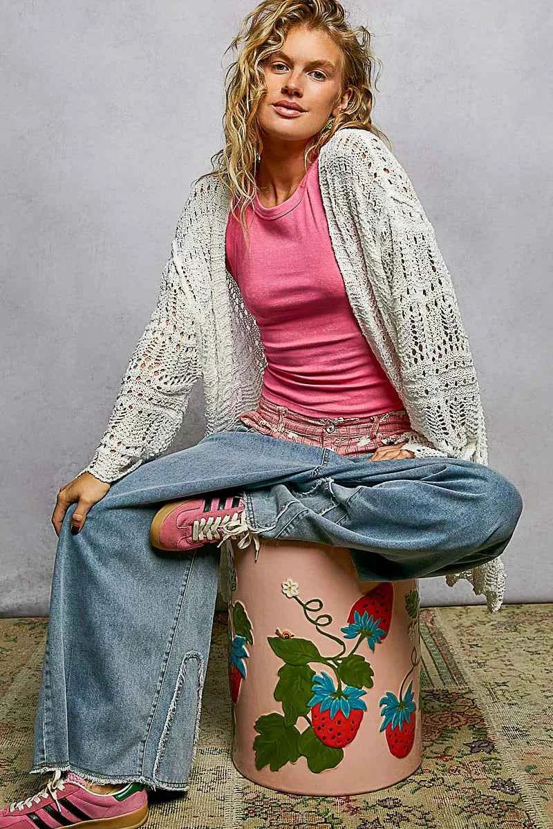 POL Openwork Lightweight Open Front Cardigan with Scalloped Edge cee6903a-a056-4500-bcf1-17d4ecdacc75-Max-Origin