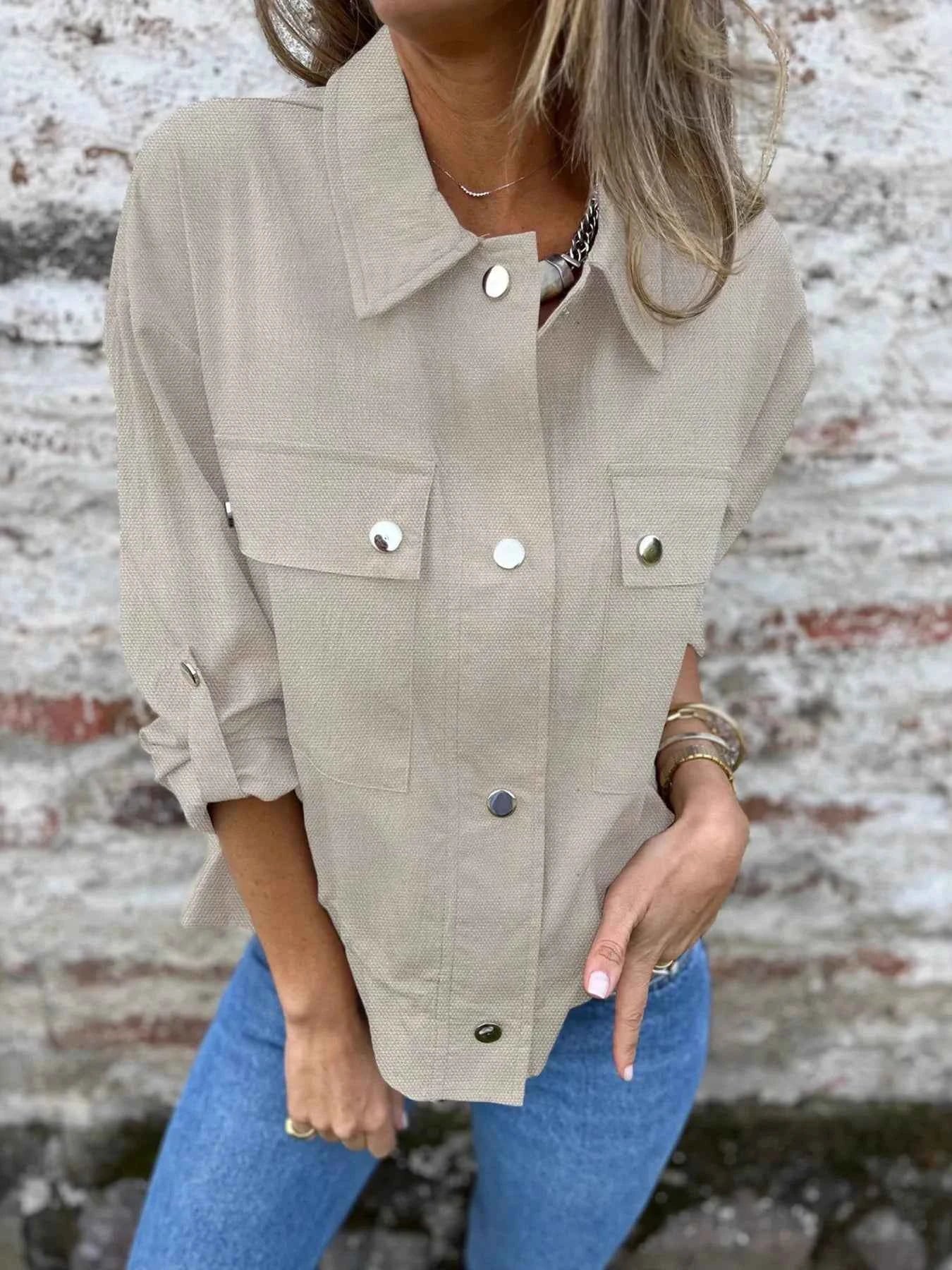 Snap-Down Utility Shacket with Chest Pockets