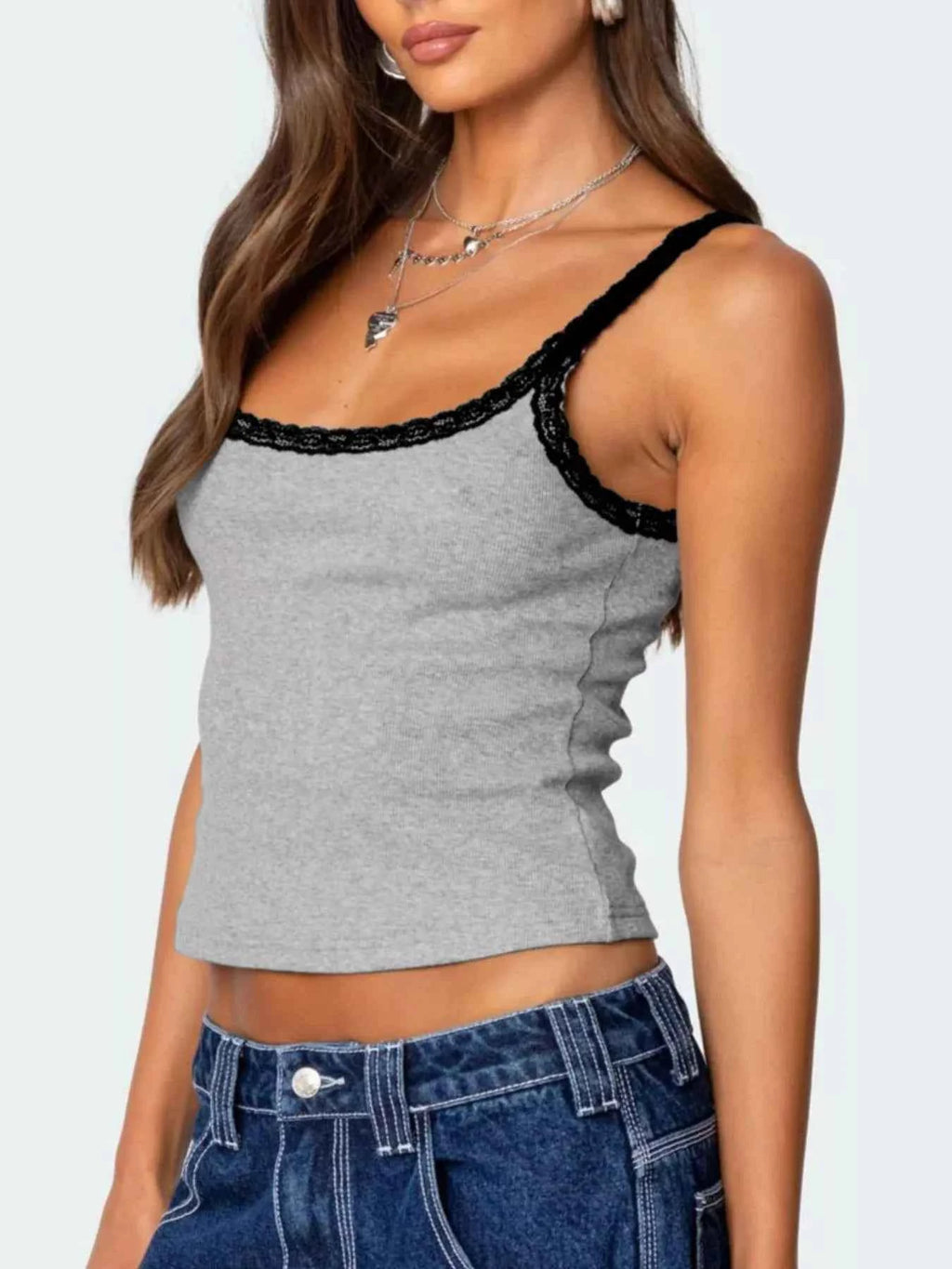 Lace Detail Contrast Trim Cami cf0788d7-aada-4181-8a00-47563fabfc07-Max-Origin