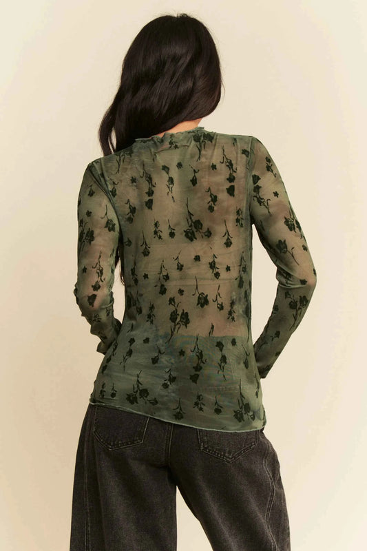 Davi & Dani Floral Mesh Long Sleeve Sheer Layering Top cf09f11c9e4c4f2c97de38e50d13d03a-Max-Origin