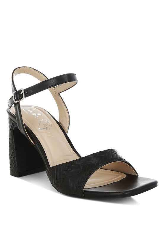 Elana Textured Faux Leather Heels Black cf0ccc03-29b9-4f1c-93a0-b0c840dd4416