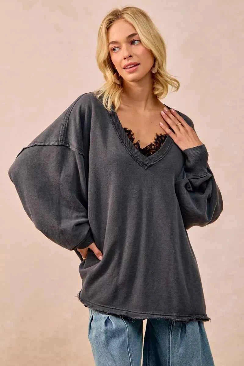 BiBi Mineral Washed French Terry Oversized Sweatshirt cf18f65ea98f46928539b2406e1ce4f1-Max-Origin