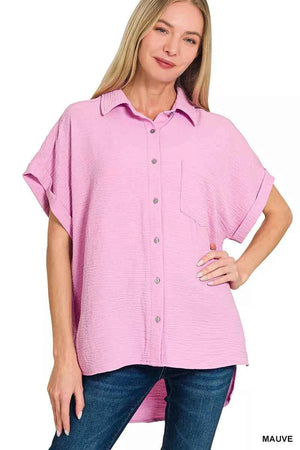 Woven Airflow Button Down Shirt MAUVE cf1b785b-4e04-4313-ab65-c65f44bc719a-Max-Origin