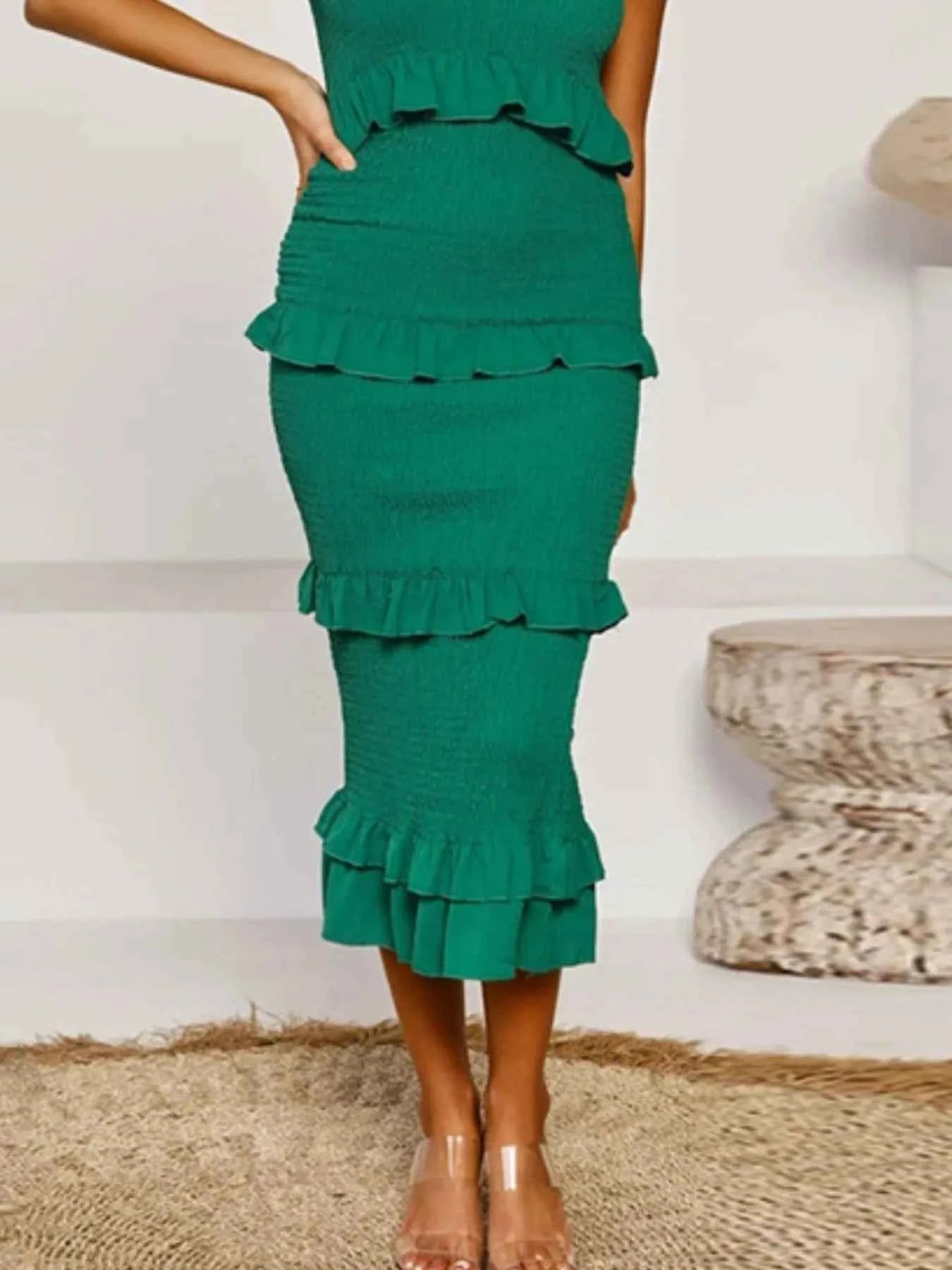 Smocked Ruffled Midi Cami Dress cf1d08f1-4d6f-4376-b3e2-5e3912e6b0cd-Max-Origin