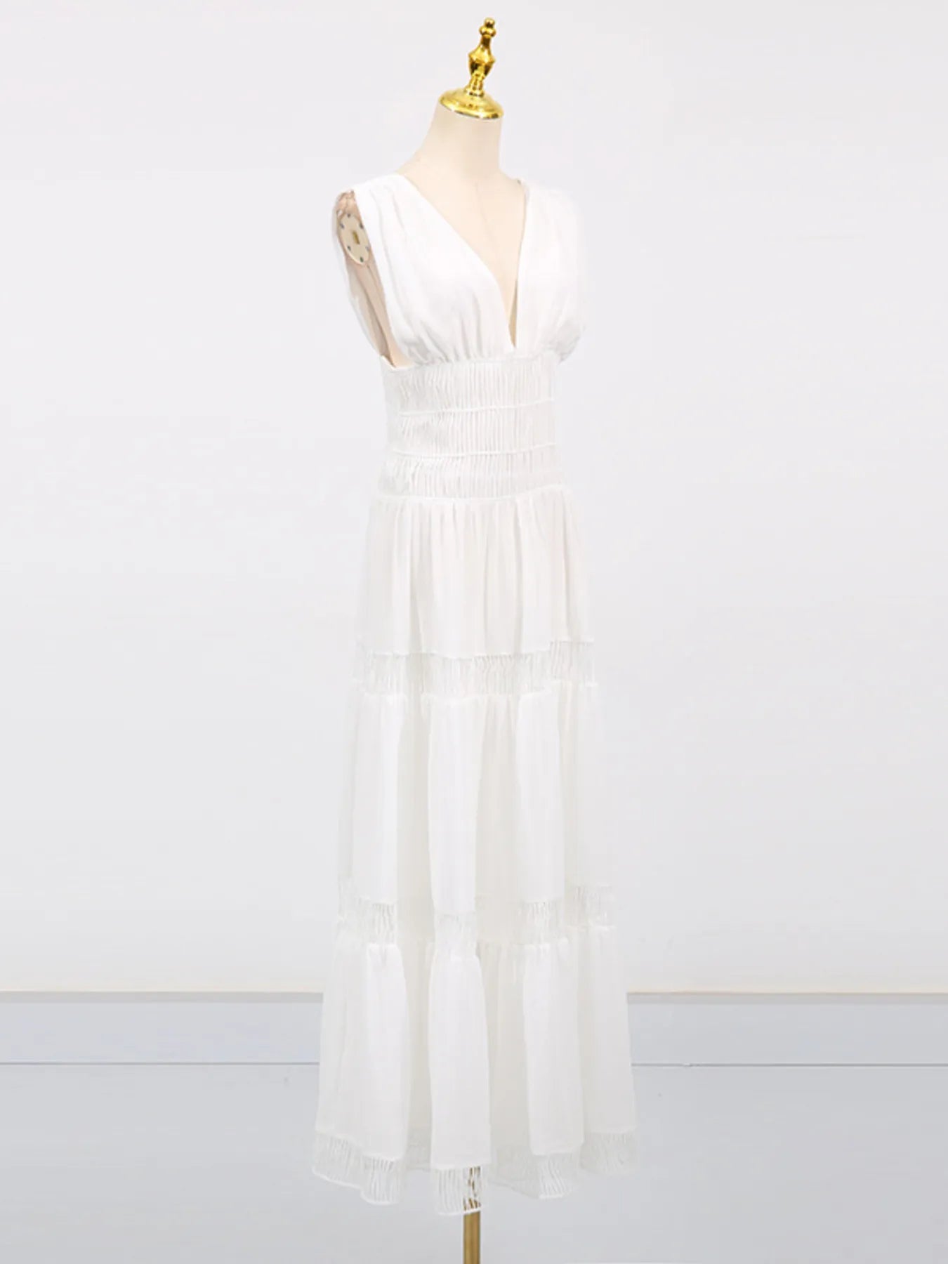 Tiered V-Neck Sleeveless Maxi Dress cf1dddb164674e5a8be6099289ff1329-Max-Origin