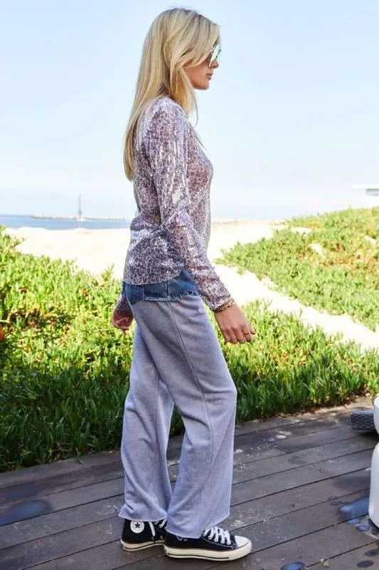 Davi & Dani Sequin Mock Neck Long Sleeve Mesh Top cf2500fb-6c4b-44b3-994a-1ed188a3a9c3-Max