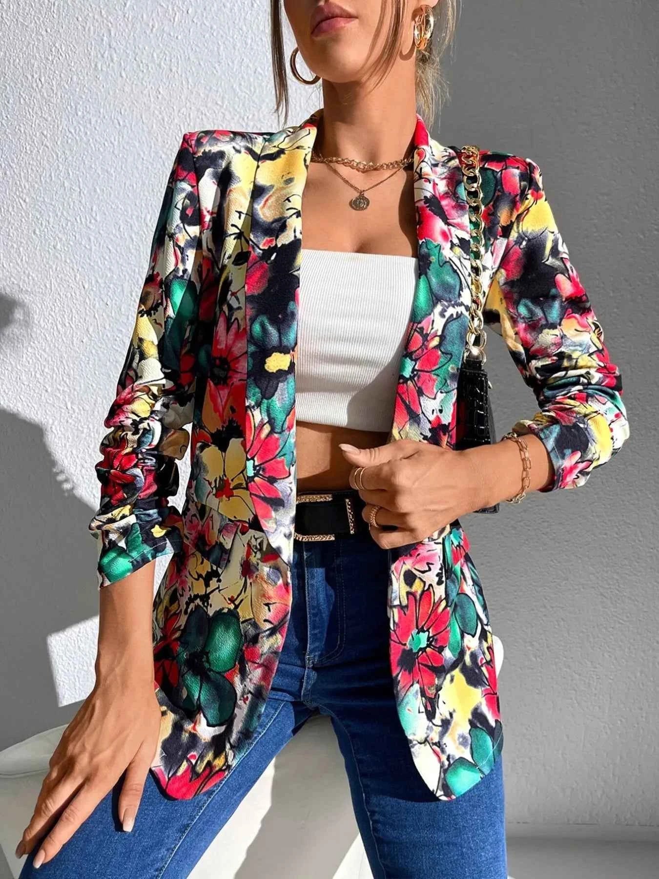 Vibrant Floral Print Open Front Blazer Floral cf25ca72-d80d-43fe-9b14-df3383ce215a-Max-Origin