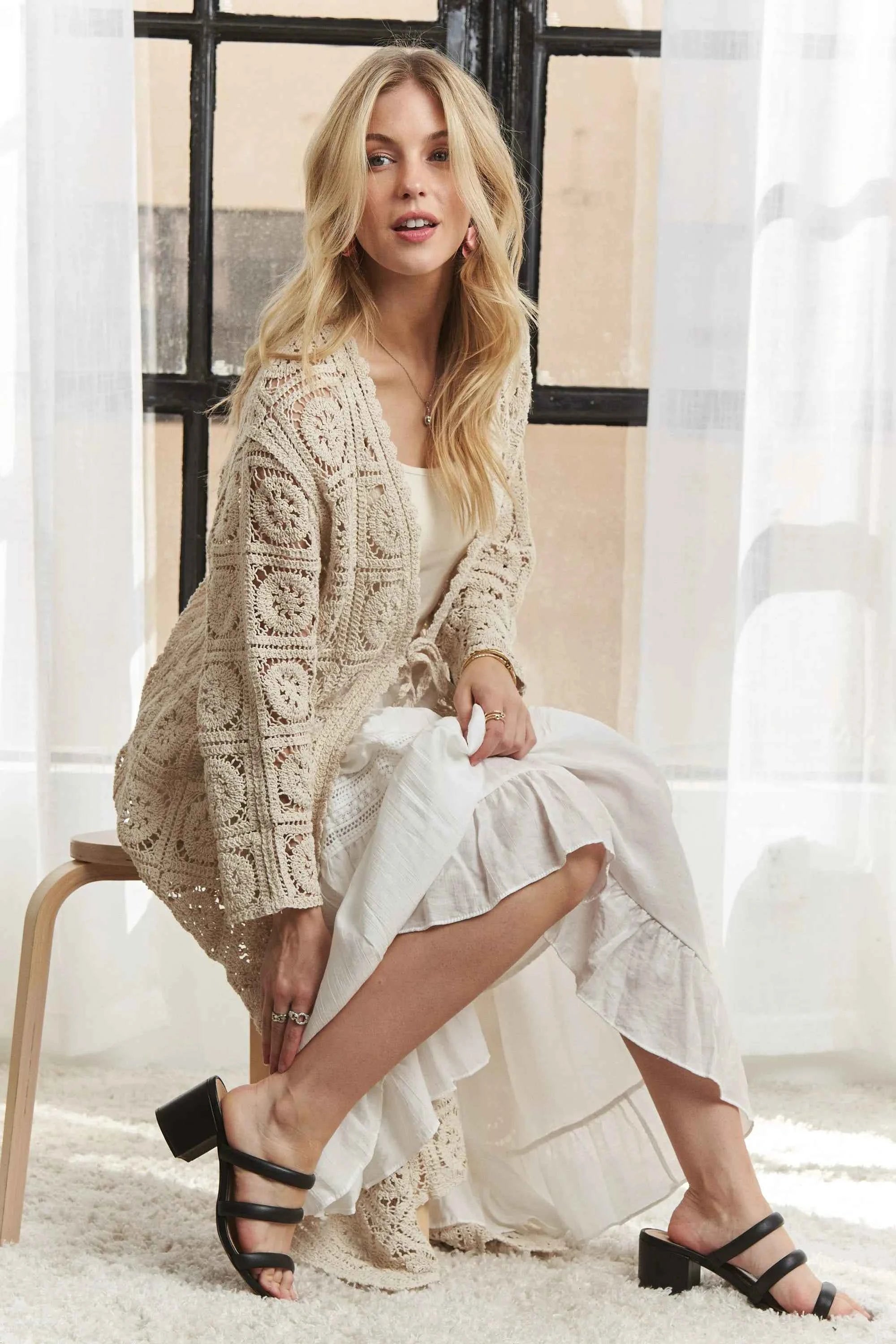 ADORA Long Sleeves Crochet Elastic Cardigan cf25d54c15764a788ea1f1b5cf2d9d95-Max-Origin
