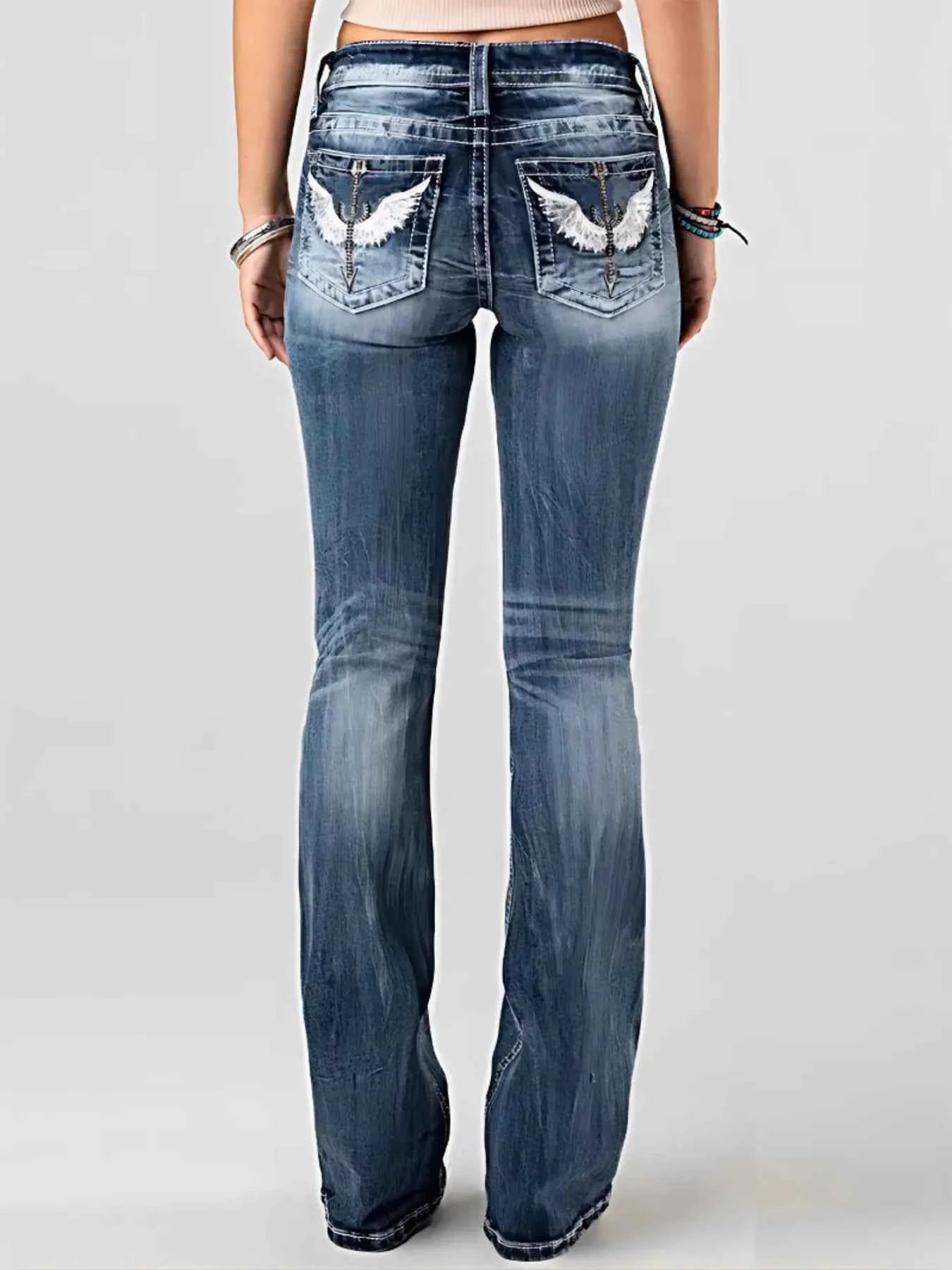 Embroidered Washed Bootcut Jeans cf2831b9364541dab67f719d6f4f46ea-Max-Origin