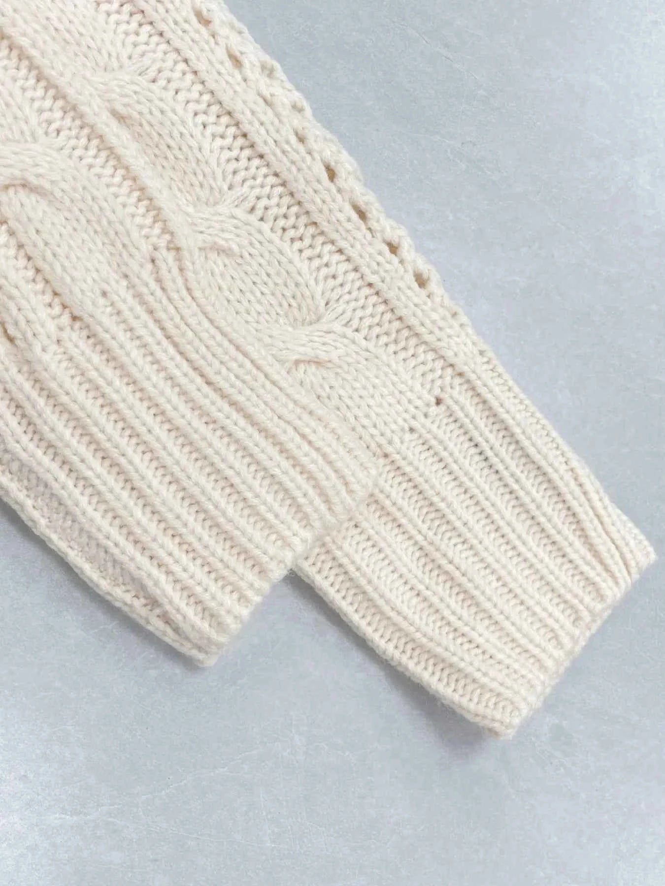 Cable Knit Belted Cardigan with Button Front