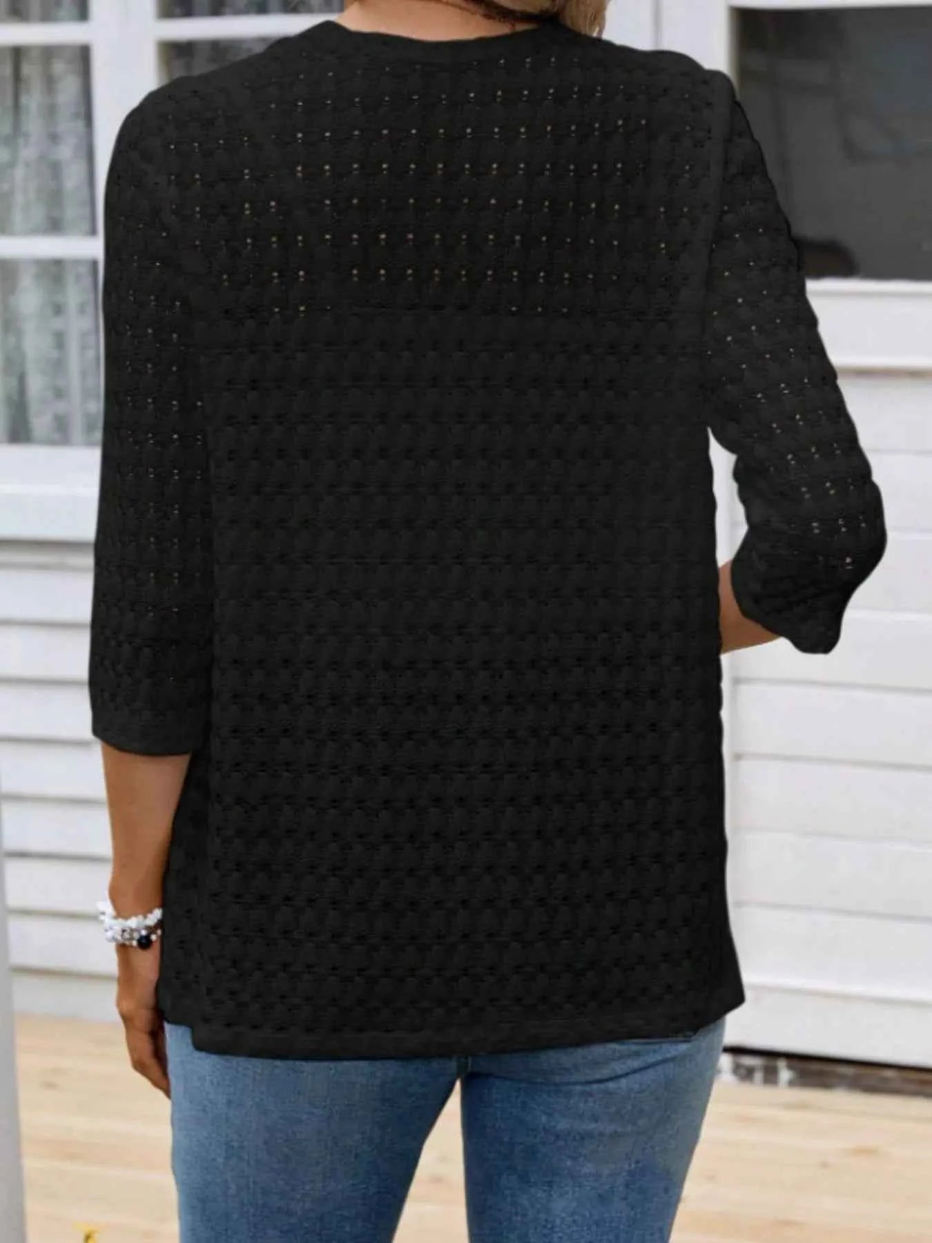 Open Front 3/4 Sleeve Cardigan cf366599-c50e-4ce8-b165-03ab6c5fd27f-Max-Origin