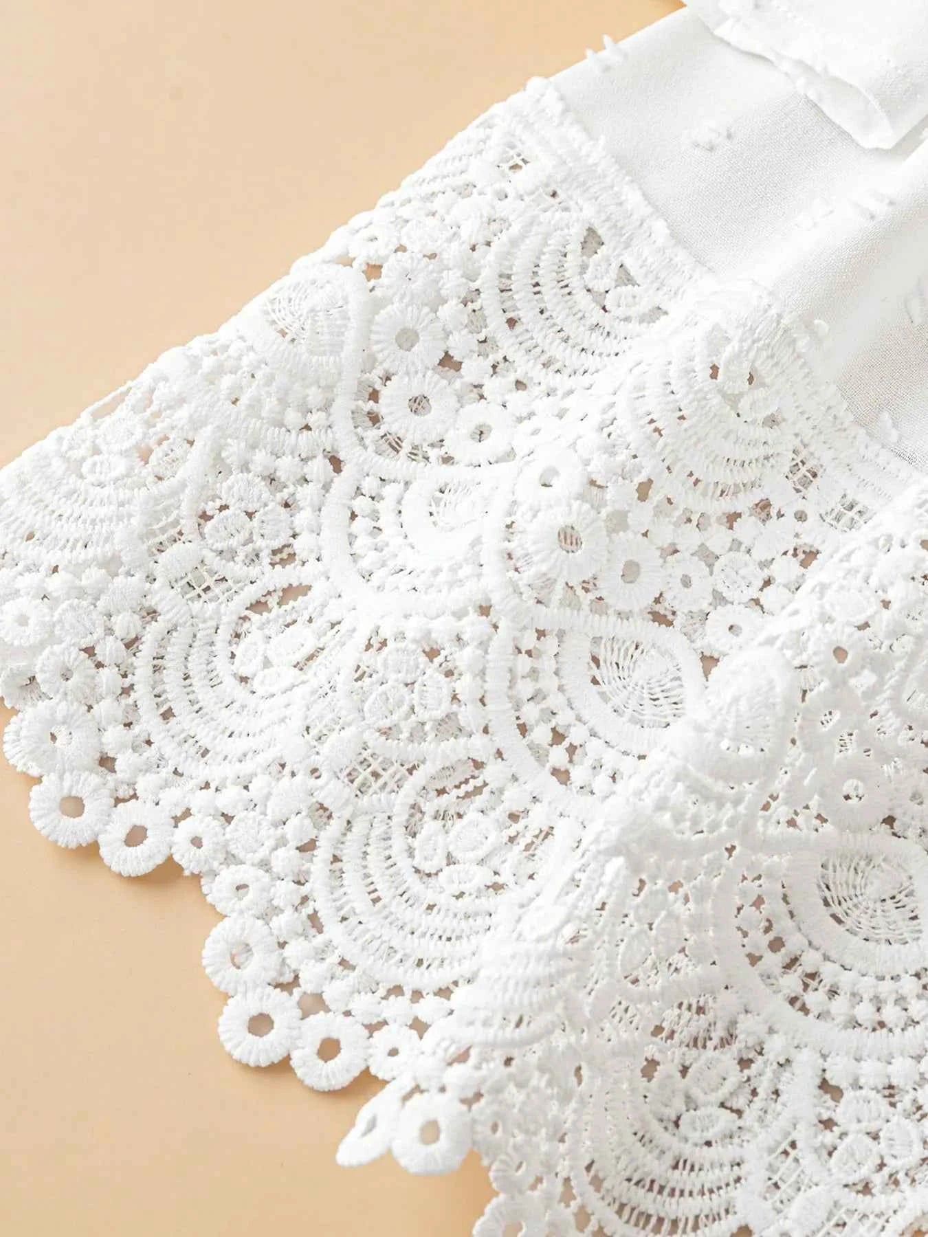 Lace Hem V-Neck Blouse cf3b8e25bde9484aa7743ac30f2b9095-Max-Origin