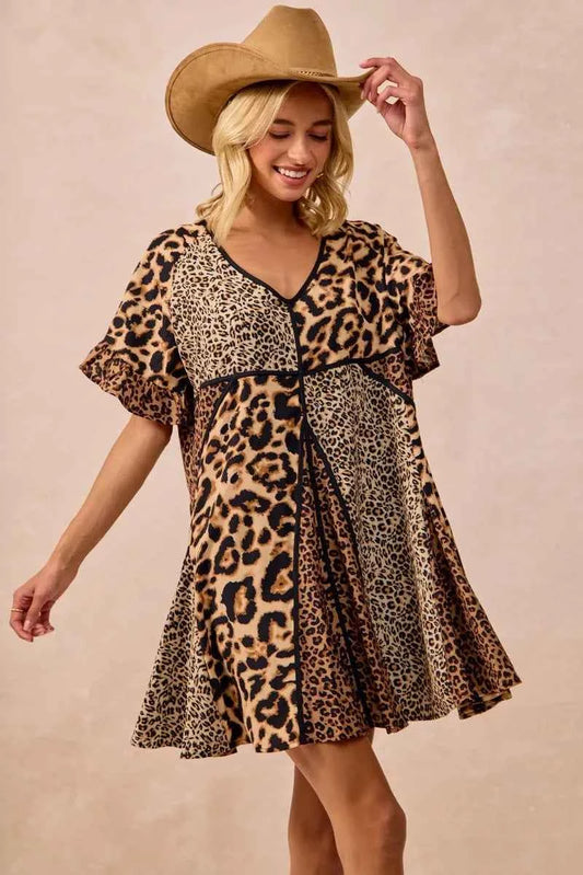 Leopard Prints Mix and Match Short Sleeves Dress cf405781df654707a1f343234ce4bf40-Max-Origin