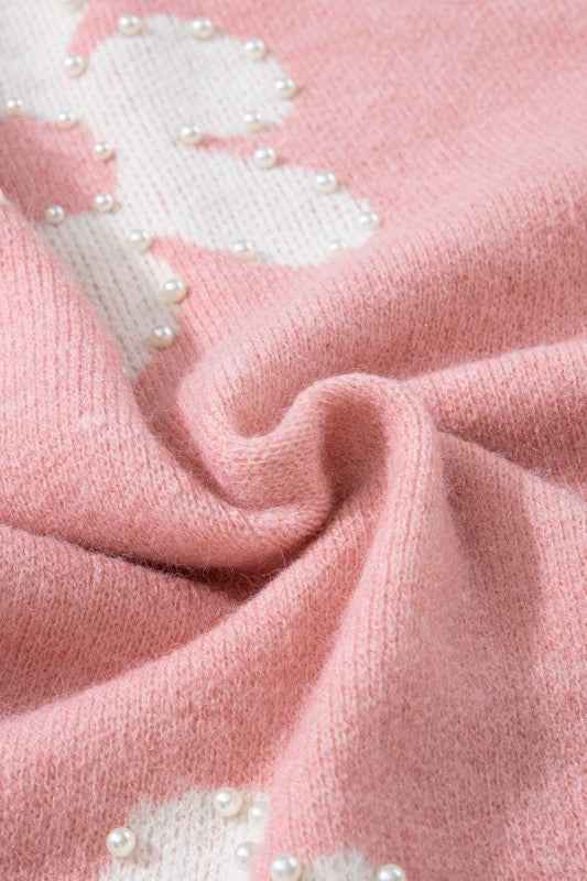Valentine Heart and Floral Pearl Beaded Sweater cf50668a-c82d-4c2a-b895-0dc3060a5784