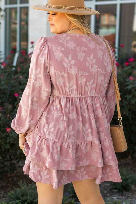 Plus Size Floral V-Neck Tiered Ruffle Dress cf5831d8-addf-4338-a830-9680313d9521