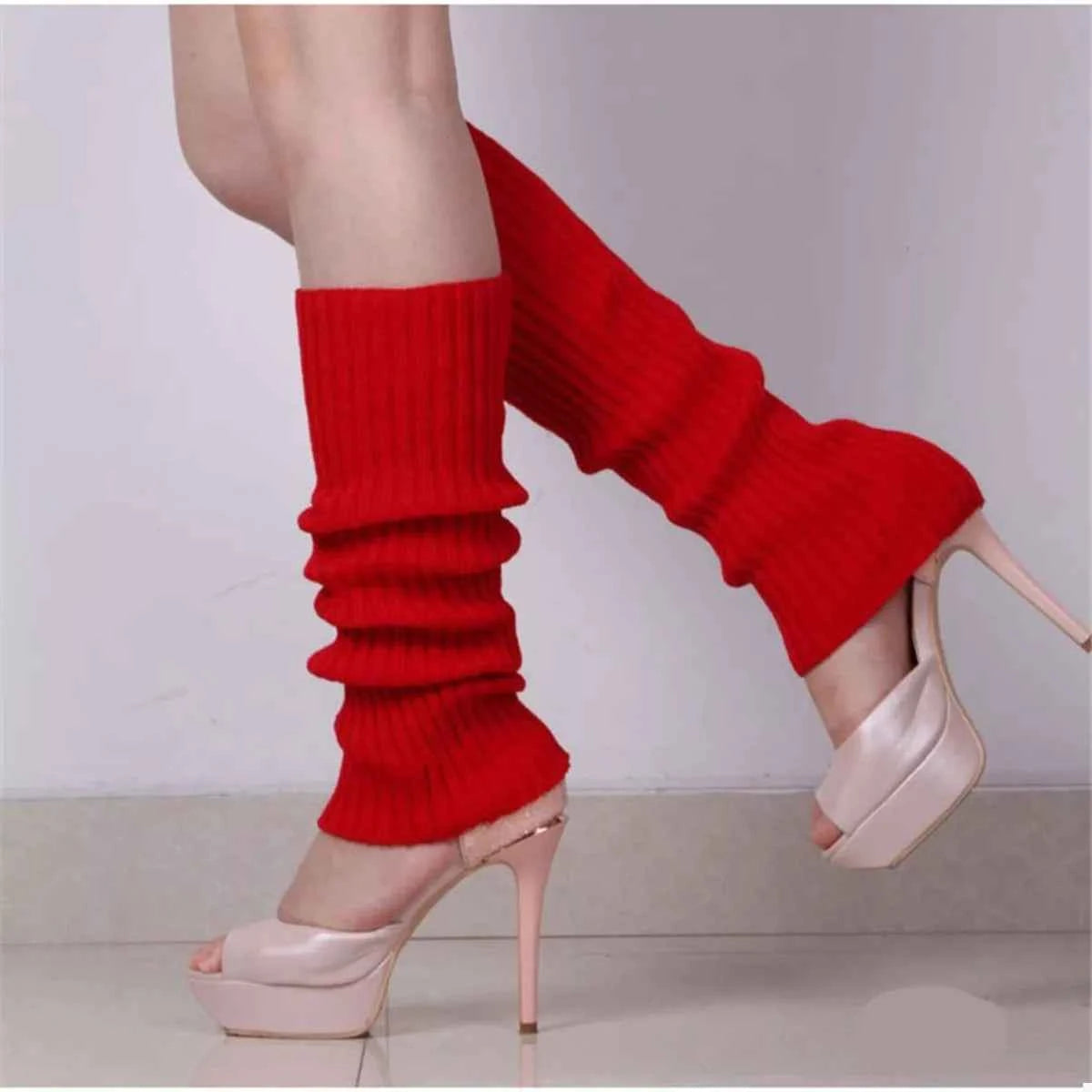 Ribbed Knit Leg Warmers Red One Size cf601b9f-d90e-4fcb-96ab-4eada80f4720-Max-Origin
