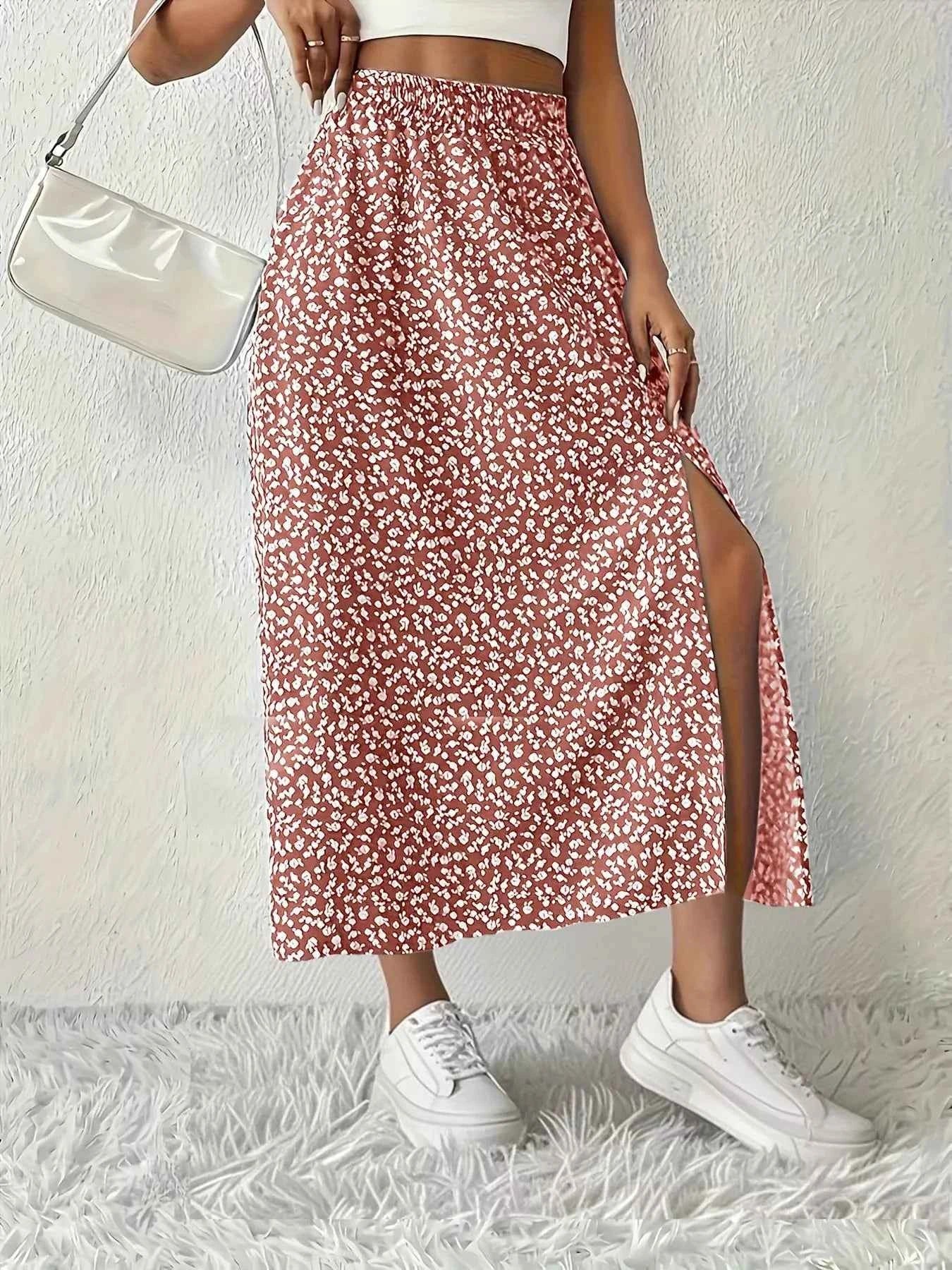 Slit Printed Skirt Pink cf62643e23c64676a1875658b376a3c2-Max-Origin